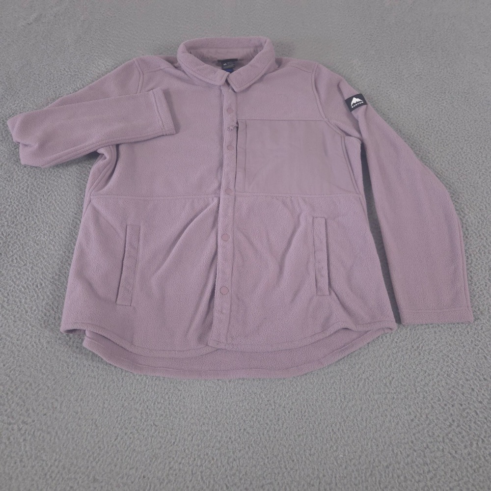 Burton Jacket Women XL Purple Hearth Snap Fleece Shirt Recycled Polyester Pocket